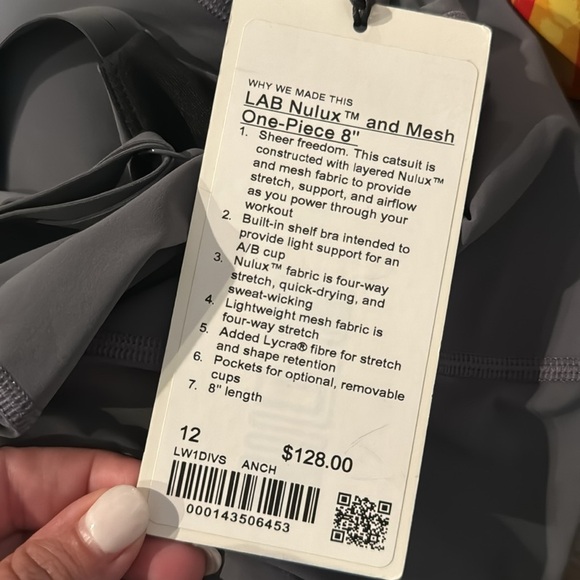 NWT Lululemon Lab Nulux and Mesh One-Piece 8" in ANCHOR - Picture 3 of 7